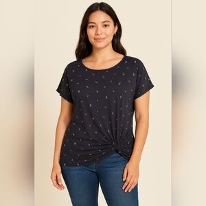 NWT Worthington Short Sleeve Crew Neck Georgette Blouse